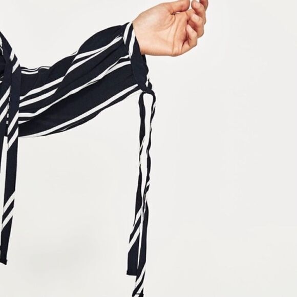 Zara Blue White Navy Striped One Shoulder Night Out Dress Size XS - Picture 10 of 15